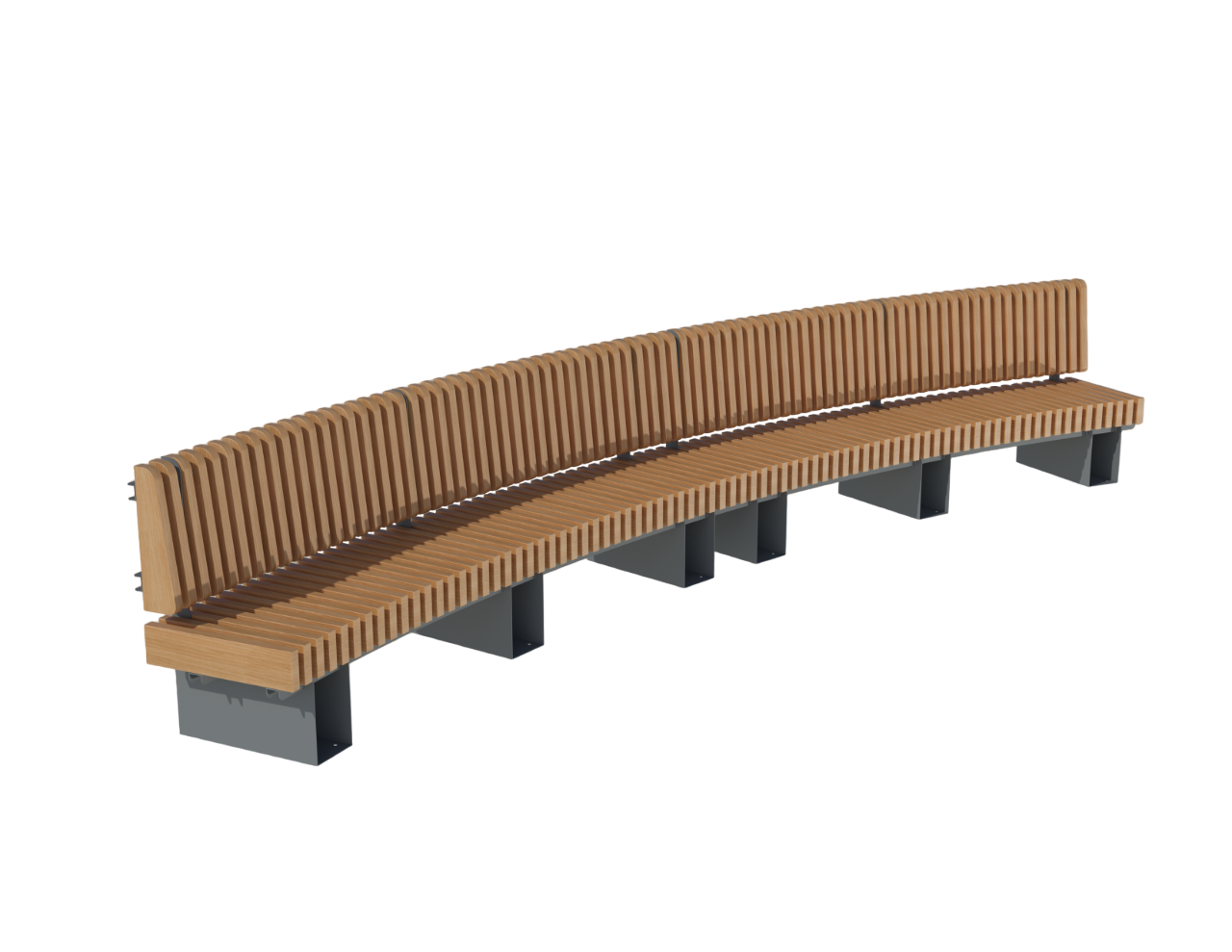 Radius bench with back 